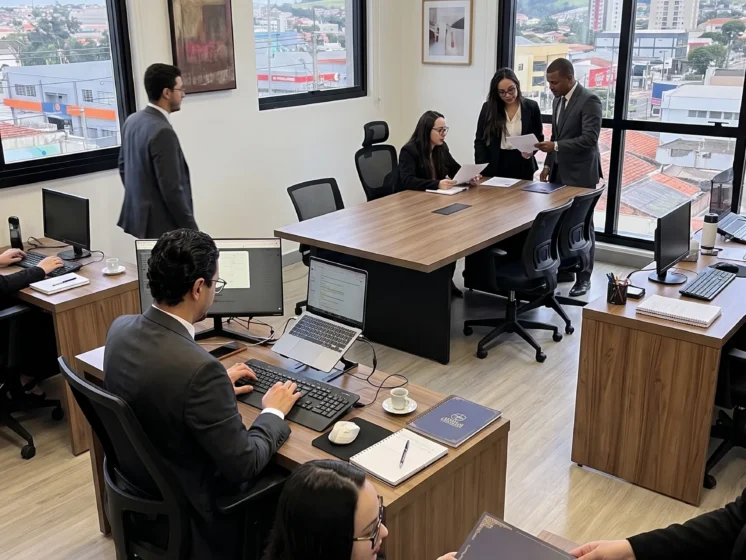 Equipe trabalhando no escritório
